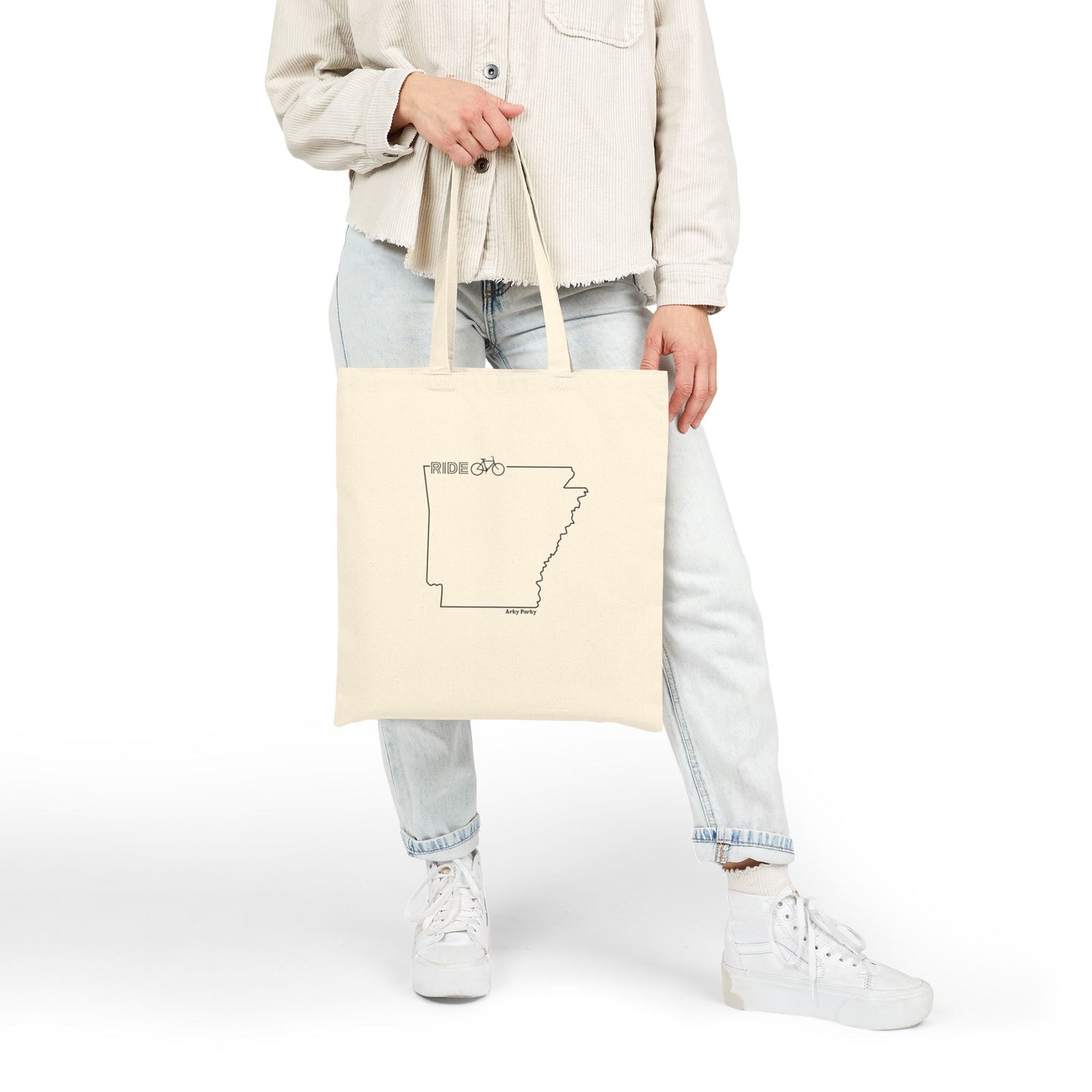 Ride Arkansas Canvas Tote Bag | Eco-Friendly Bicycle Graphic Tote