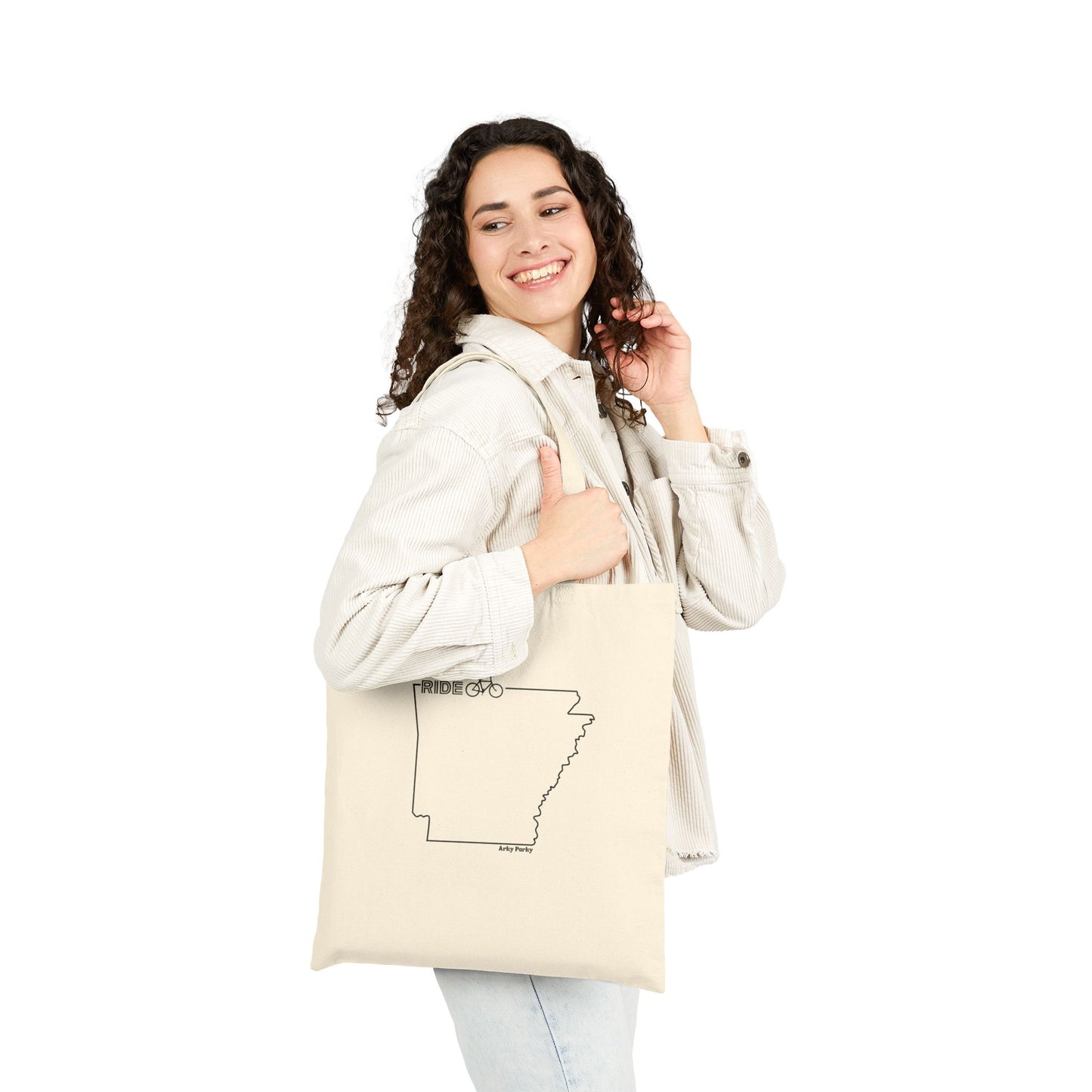 Ride Arkansas Canvas Tote Bag | Eco-Friendly Bicycle Graphic Tote