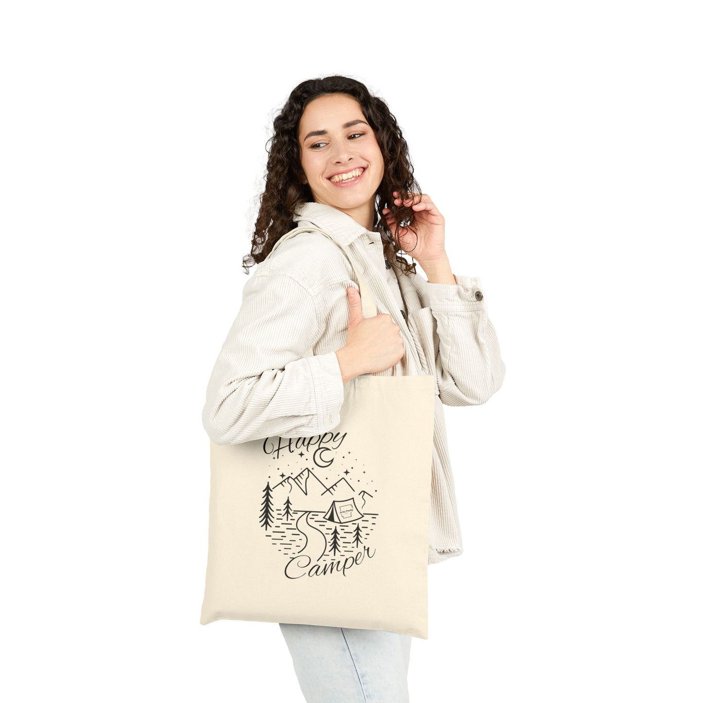Happy Camper Canvas Tote Bag | Eco-Friendly Adventure Tote