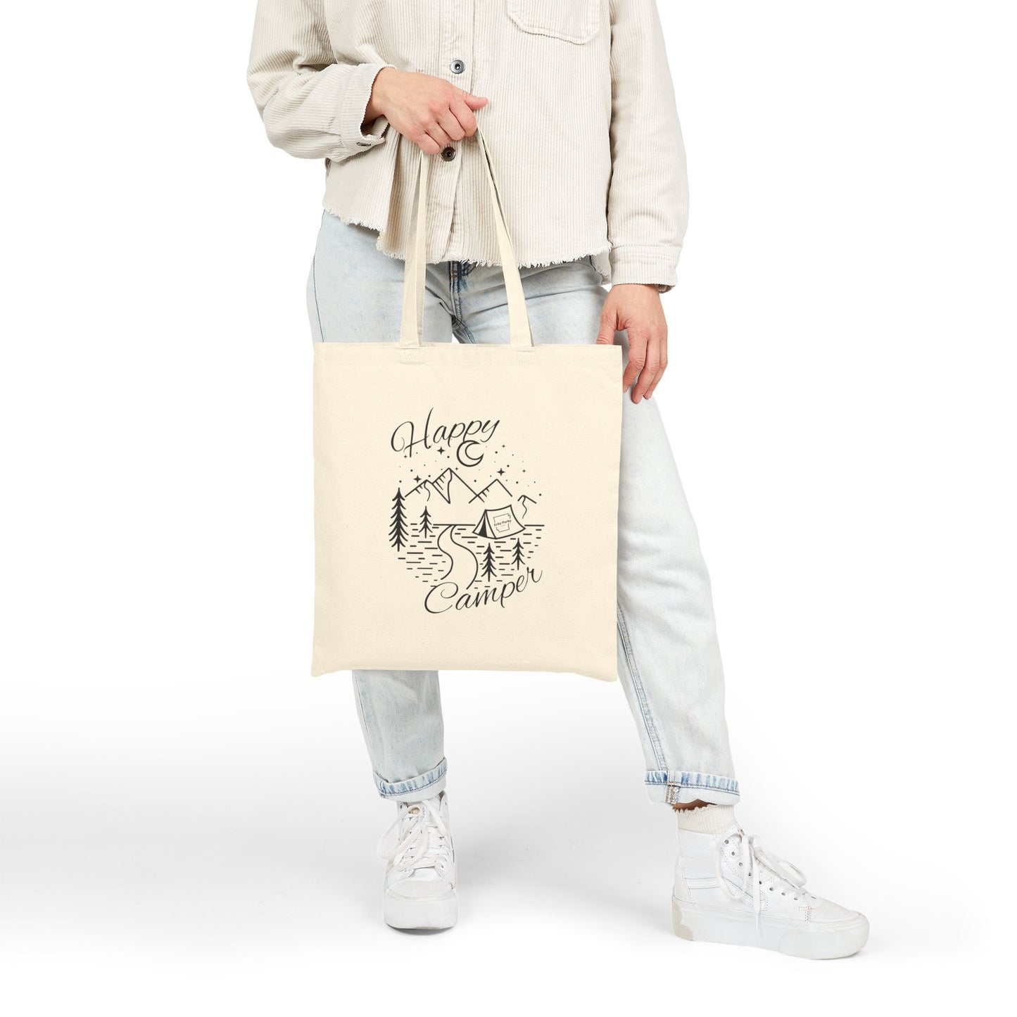 Happy Camper Canvas Tote Bag | Eco-Friendly Adventure Tote
