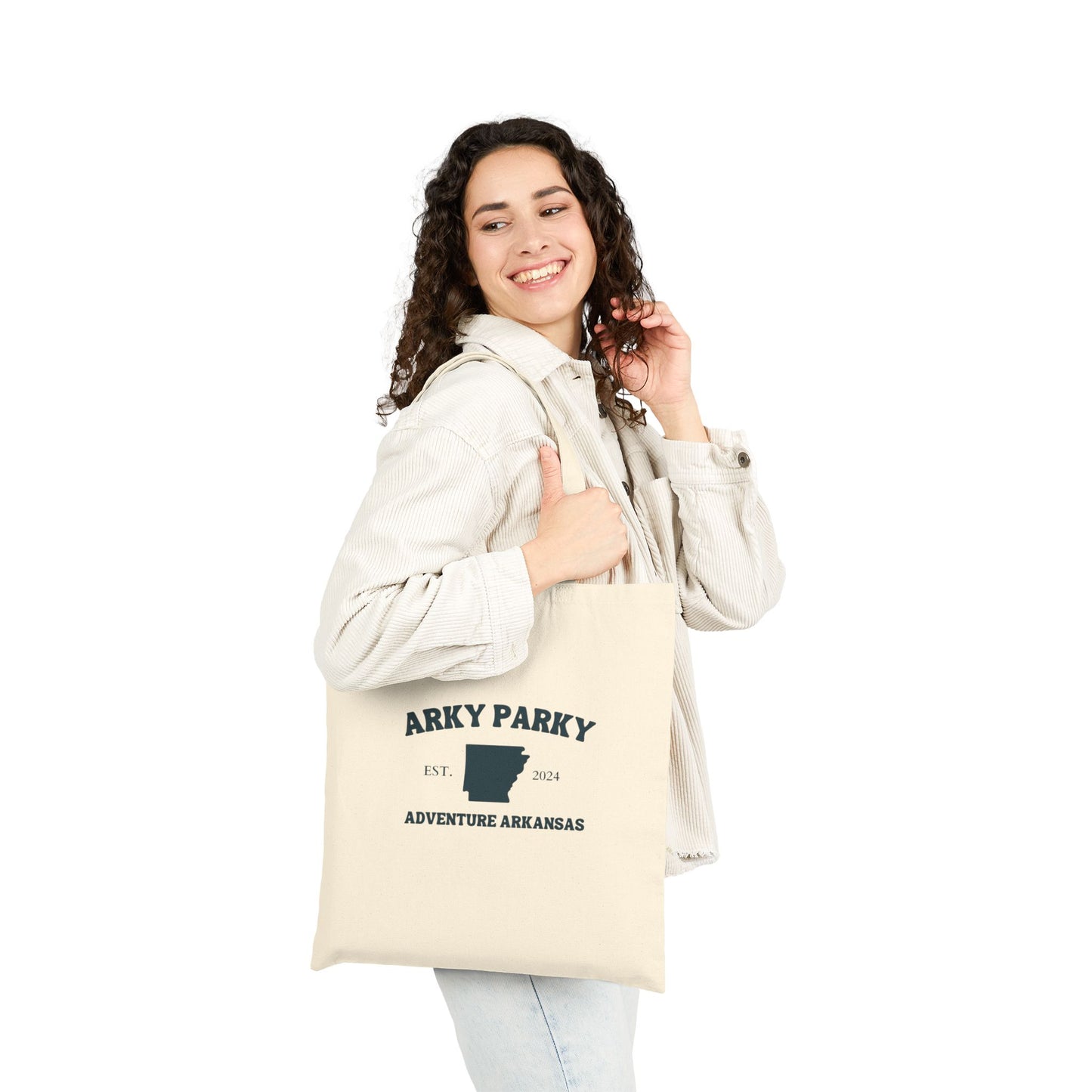 Arky Parky Adventure Arkansas Canvas Tote Bag – Eco-Friendly Cycling Tote
