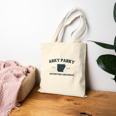 Arky Parky Adventure Arkansas Canvas Tote Bag – Eco-Friendly Cycling Tote