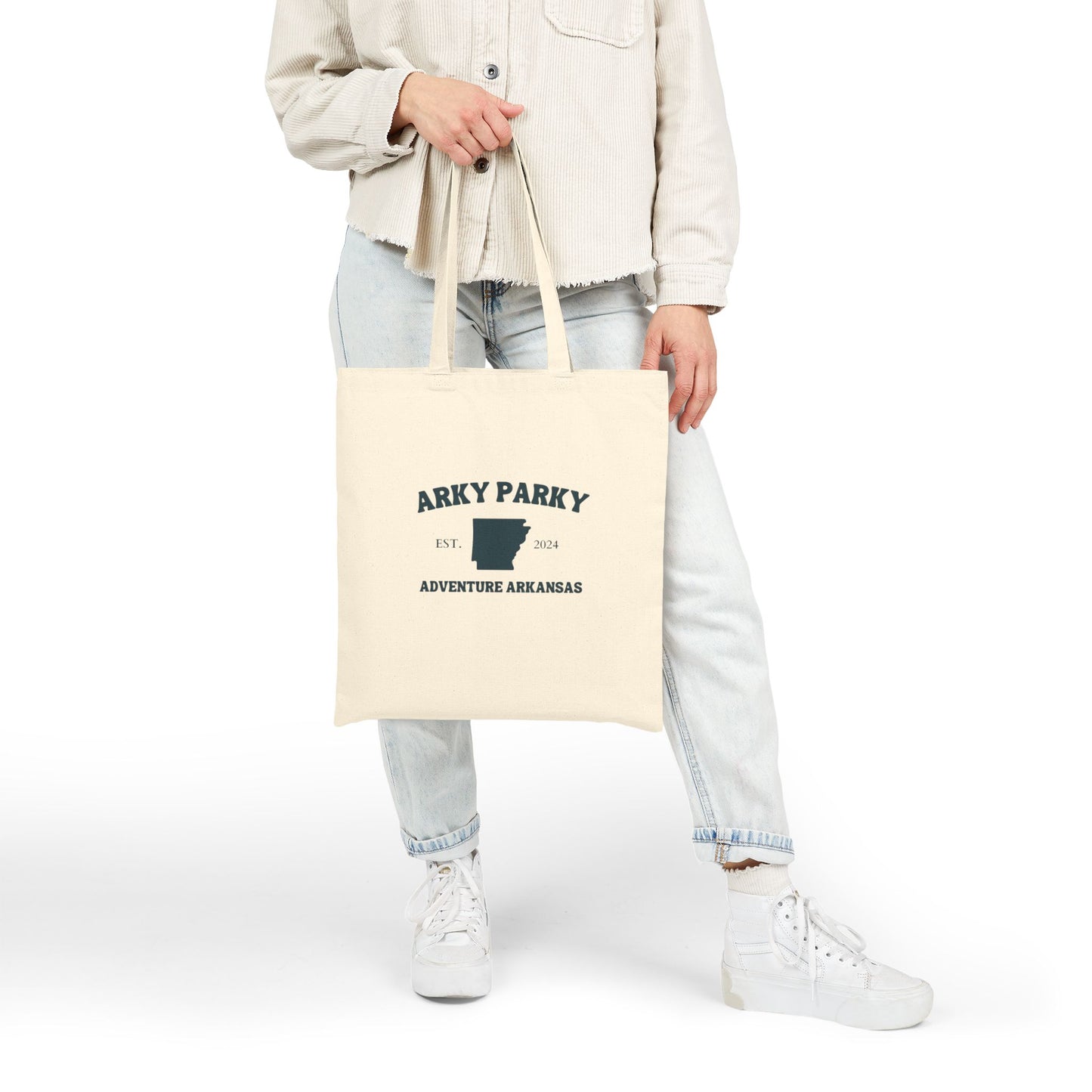 Arky Parky Adventure Arkansas Canvas Tote Bag – Eco-Friendly Cycling Tote