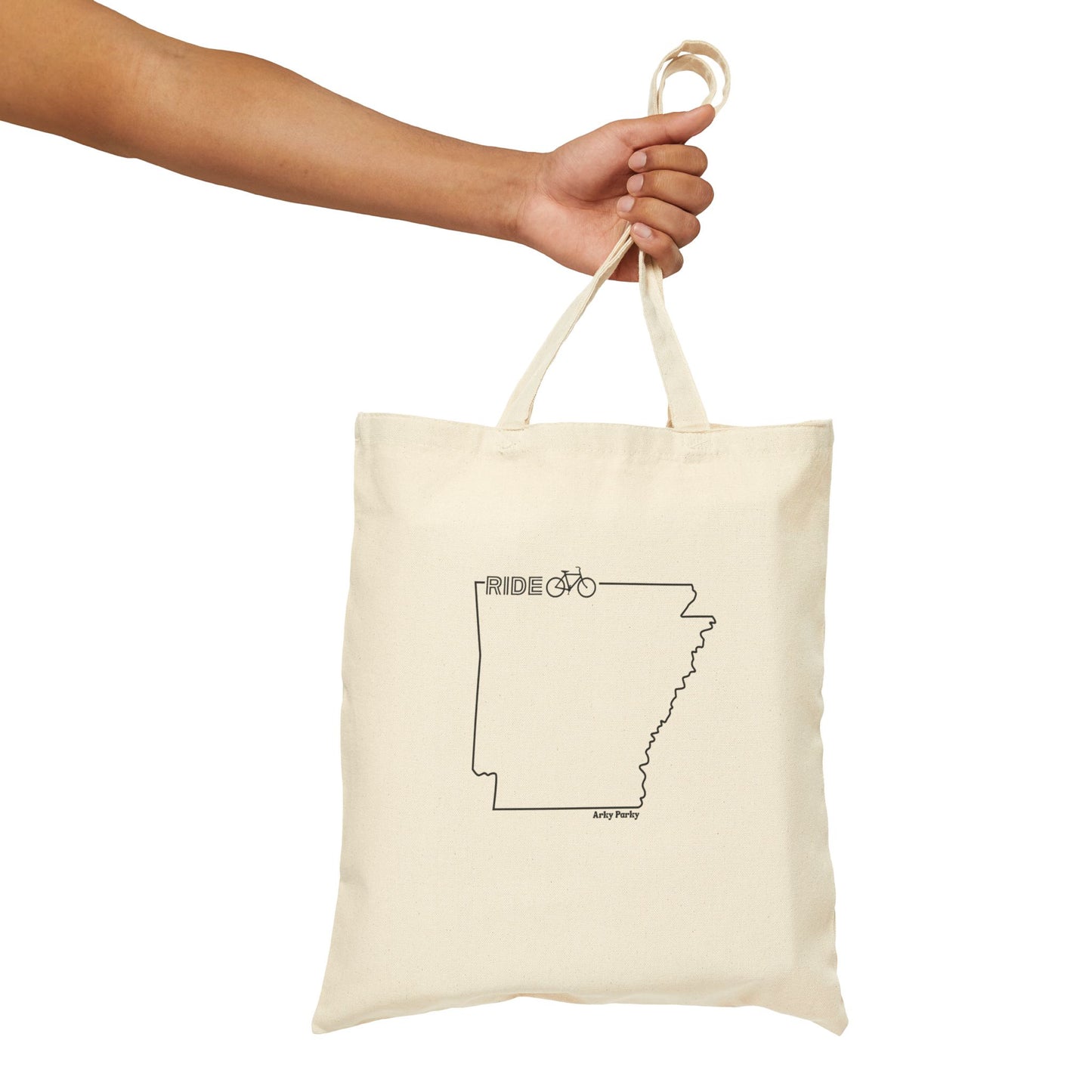 Ride Arkansas Canvas Tote Bag | Eco-Friendly Bicycle Graphic Tote