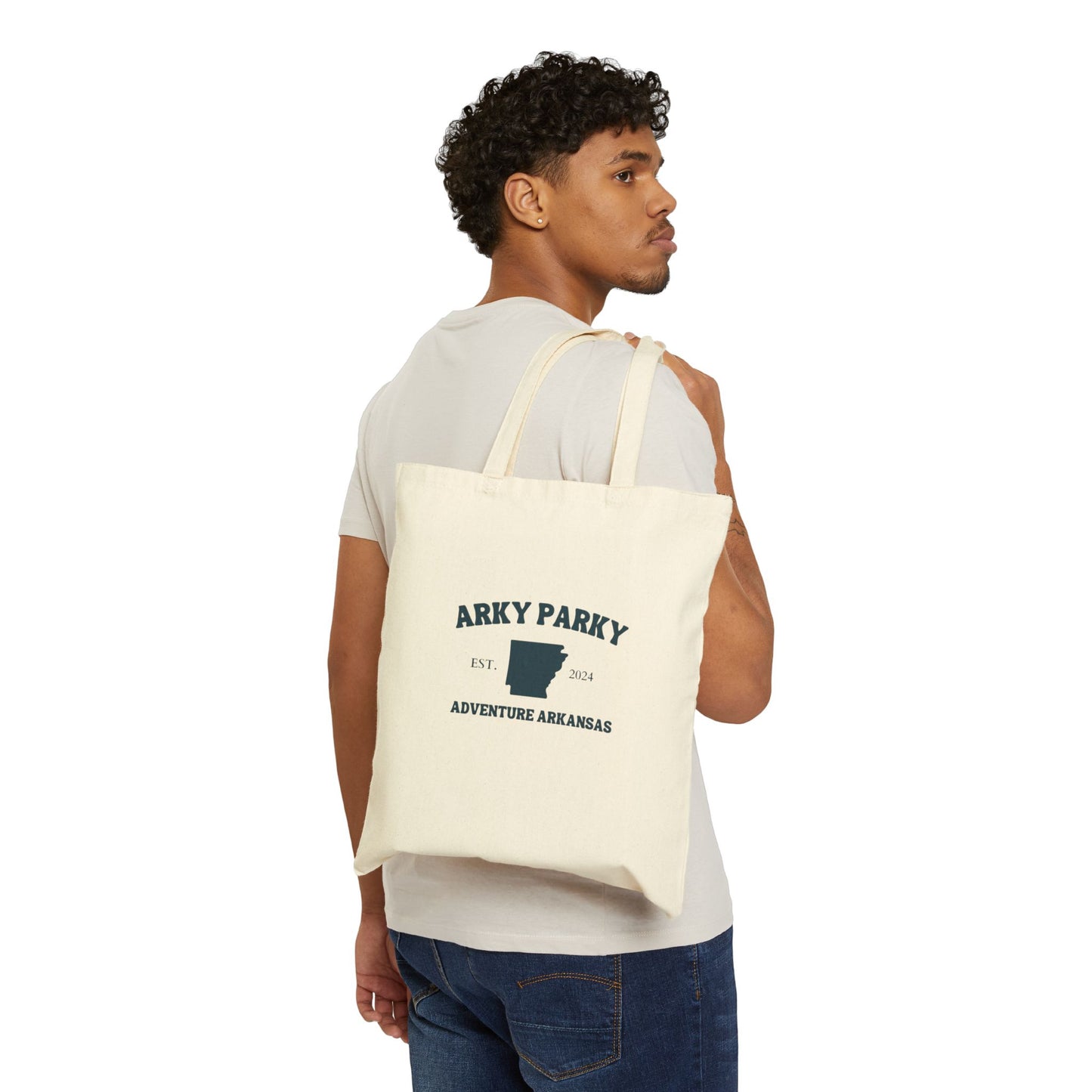 Arky Parky Adventure Arkansas Canvas Tote Bag – Eco-Friendly Cycling Tote