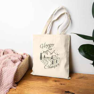 Happy Camper Canvas Tote Bag | Eco-Friendly Adventure Tote