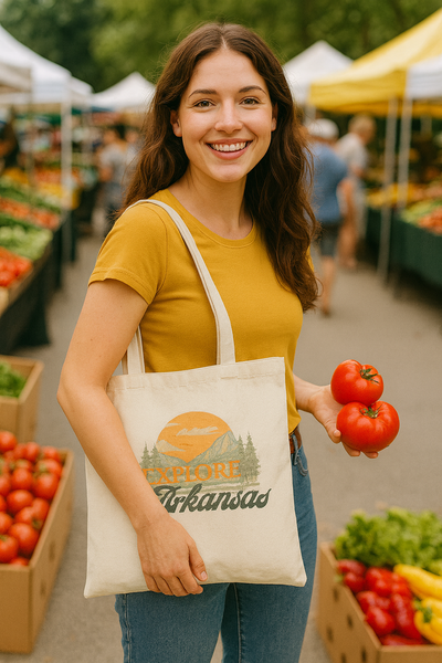 Explore Arkansas Canvas Tote Bag – Eco-Friendly Camping Tote | Arky Parky