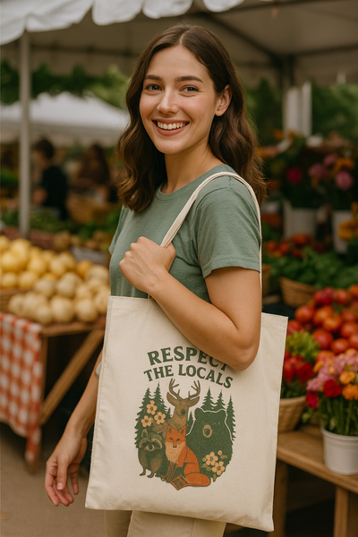 Respect the Locals Canvas Tote Bag | Eco-Friendly Wildlife Tote