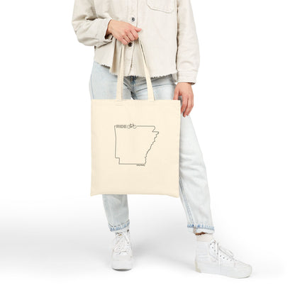 Ride Arkansas Canvas Tote Bag | Eco-Friendly Bicycle Graphic Tote