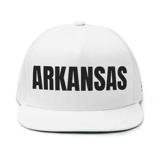 Arkansas Hat – White Embroidered ARKANSAS Snapback | Arkansas Pride Hat | Arkansas Gift | Outdoor Lifestyle Cap | Arky Parky