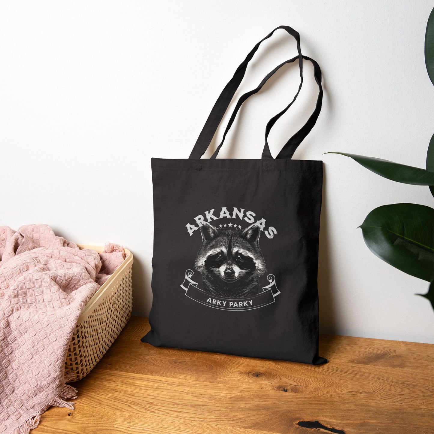 Arkansas Raccoon Canvas Tote Bag | Eco-Friendly Reusable Tote by Arky Parky
