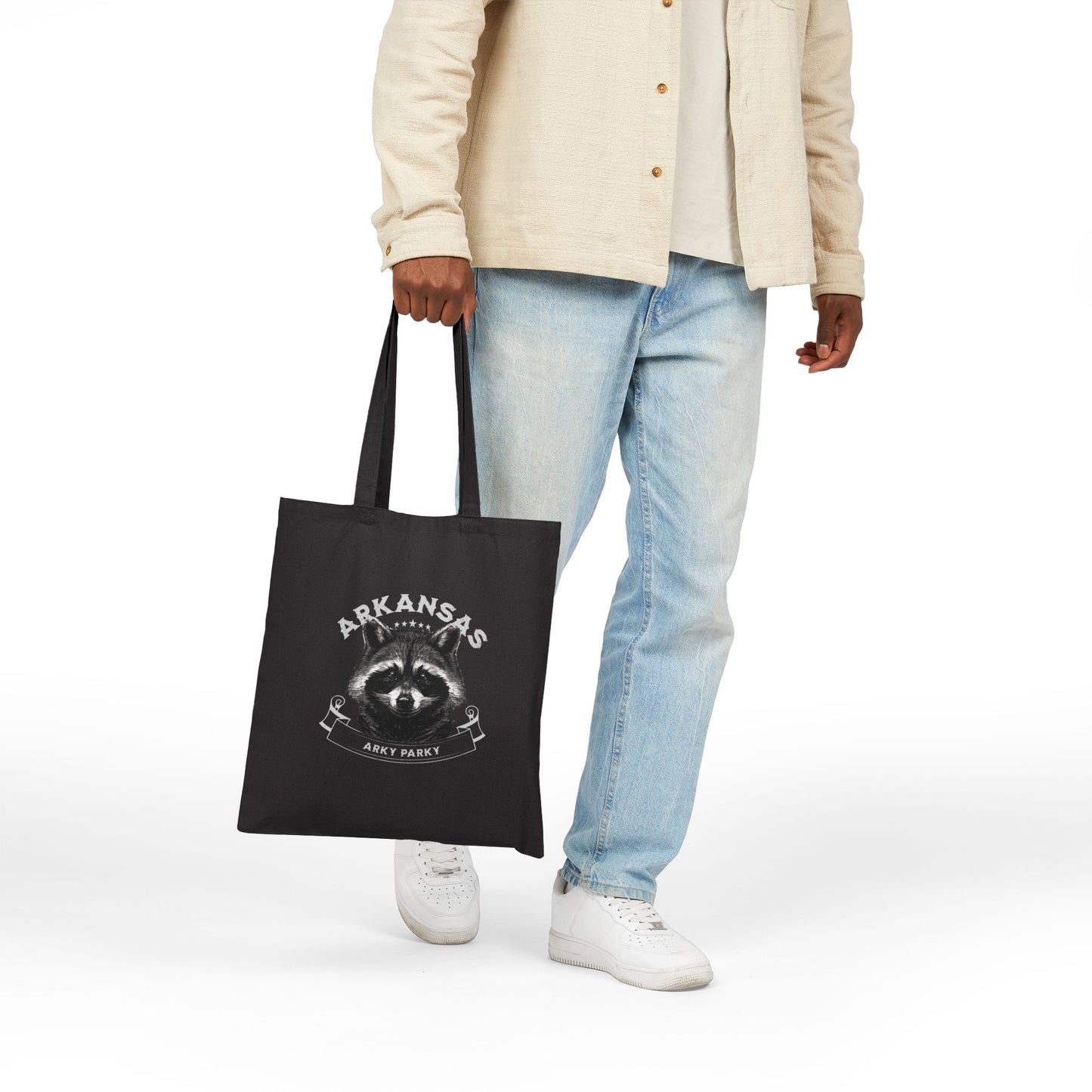Arkansas Raccoon Canvas Tote Bag | Eco-Friendly Reusable Tote by Arky Parky
