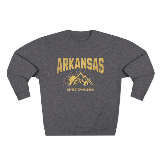 Arkansas "Never Stop Exploring" Sweatshirt