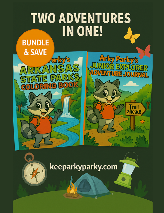Digital Download | Arky Parky’s “Explore + Learn” Bundle | Arkansas State Parks Coloring Book + Junior Explorer Adventure Journal | Printable Outdoor Activity Set for Kids