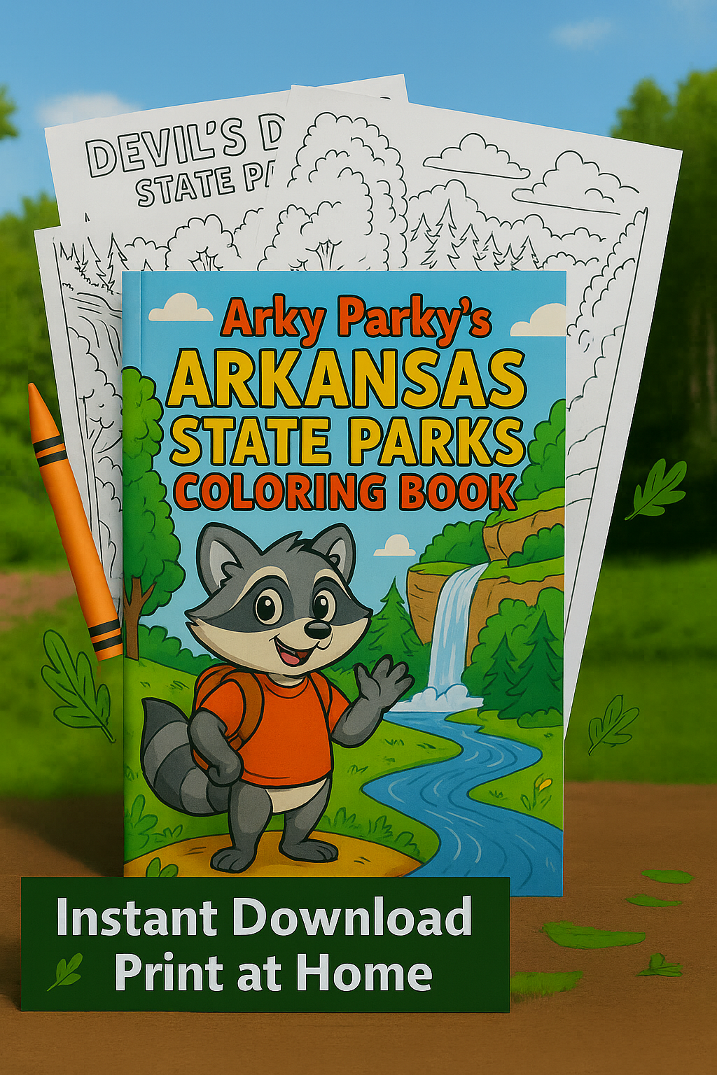 Digital Download | Arky Parky's Arkansas State Park Printable Coloring Book
