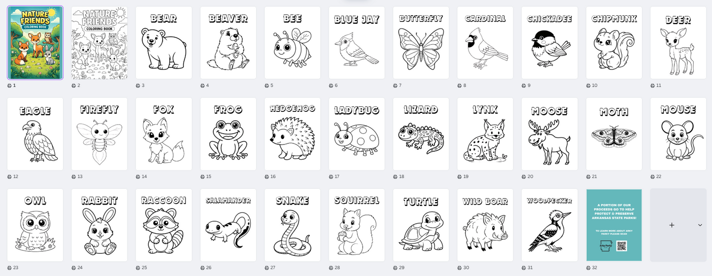 Digital Download | Nature Friends Printable Coloring Book