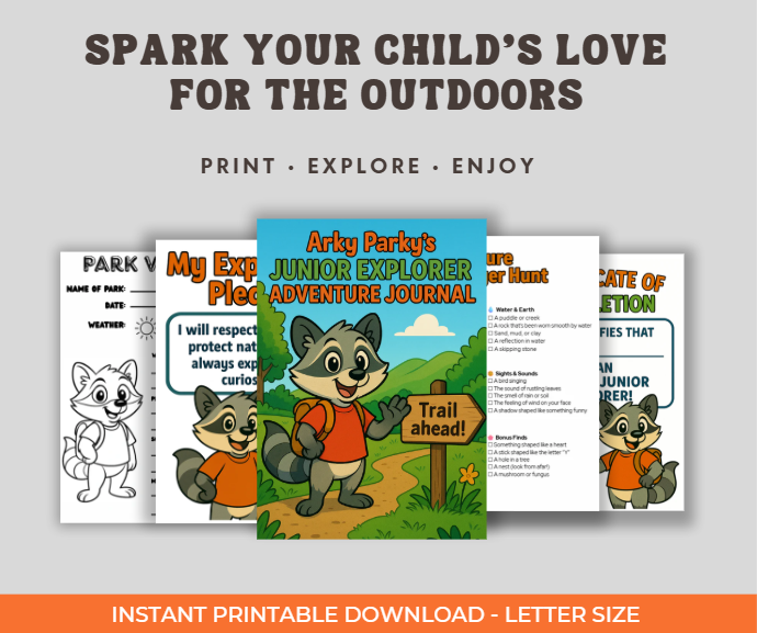 Digital Download | Arky Parky’s Junior Explorer Adventure Journal – Printable Outdoor Activity Book for Kids