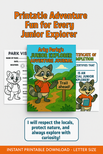 Digital Download | Arky Parky’s Junior Explorer Adventure Journal – Printable Outdoor Activity Book for Kids